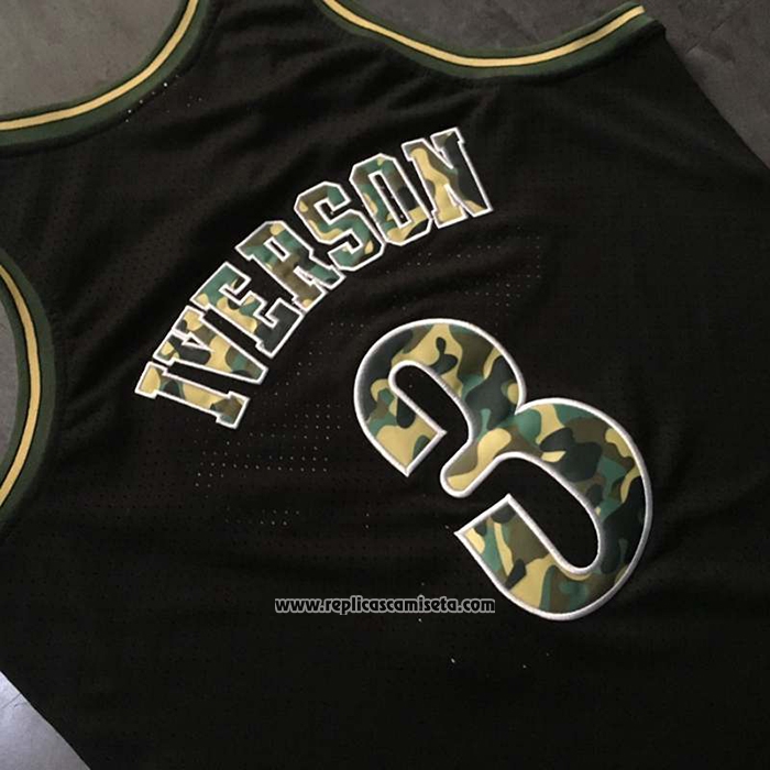Camiseta Philadelphia 76ers Allen Iverson #3 Camuflaje Verde